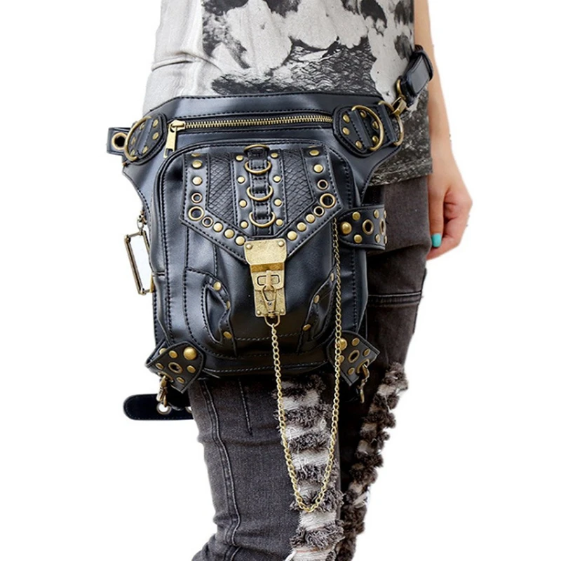 

Retro Punk Waist Bag Drop Leg Bag Outdoor Bike Motorcycle Cycling Hiking Fanny Pack Hip/Thigh Bag Utility Pouch Shoulder Cross