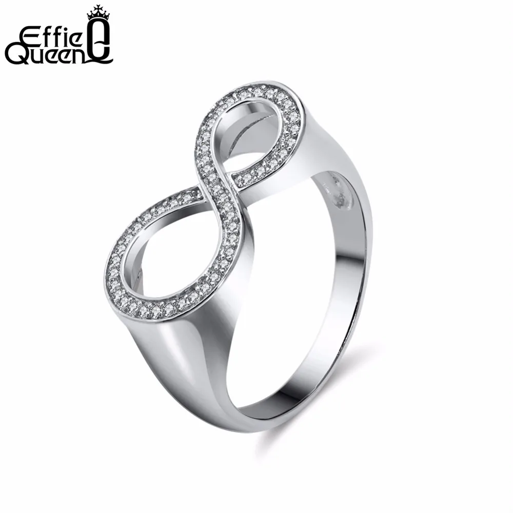 

Effie Queen Simple Digital 8 Silver/Rose Gold Color Ring Jewelry Engagement Anillos Bridal Wedding Finger Rings For Woman DOR126