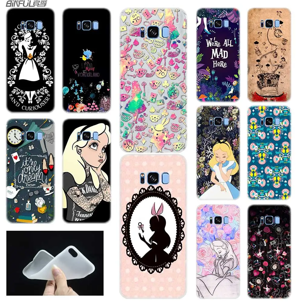 

Silicone 3D TPU Phone Case For Samsung S5 S6 S7 Edge S8 S9 Plus S10 E Note 8 9 10 Pro Cover alice in wonderland madness punk