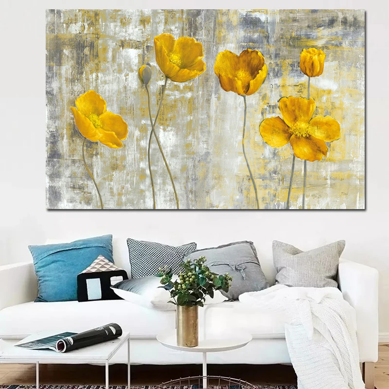 

RELIABLI ART Colorful Vintage flower painting Frame-less Pictures Oil Paintings Waterproof Ink print Living room decoration