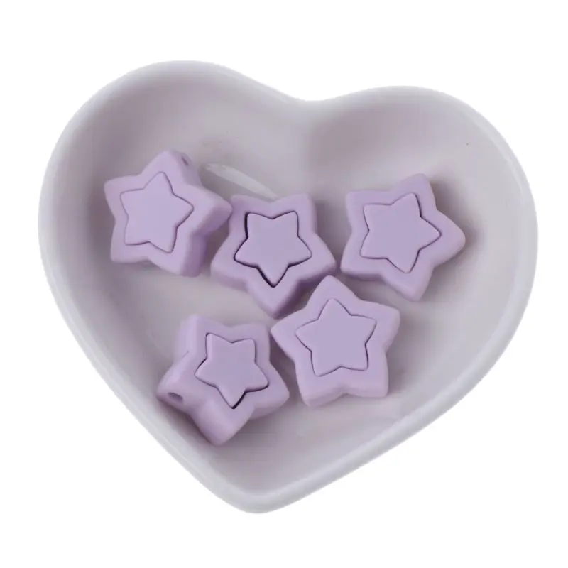 53-Purple 5 шт силиконовые бусины в форме звезды пищевого класса прорезыватель BPA бесплатно Прорезыватель для зубов ожерелье браслет Diy Ювелирные изделия Детские Прорезыватели игрушка - Цвет: 53-Purple