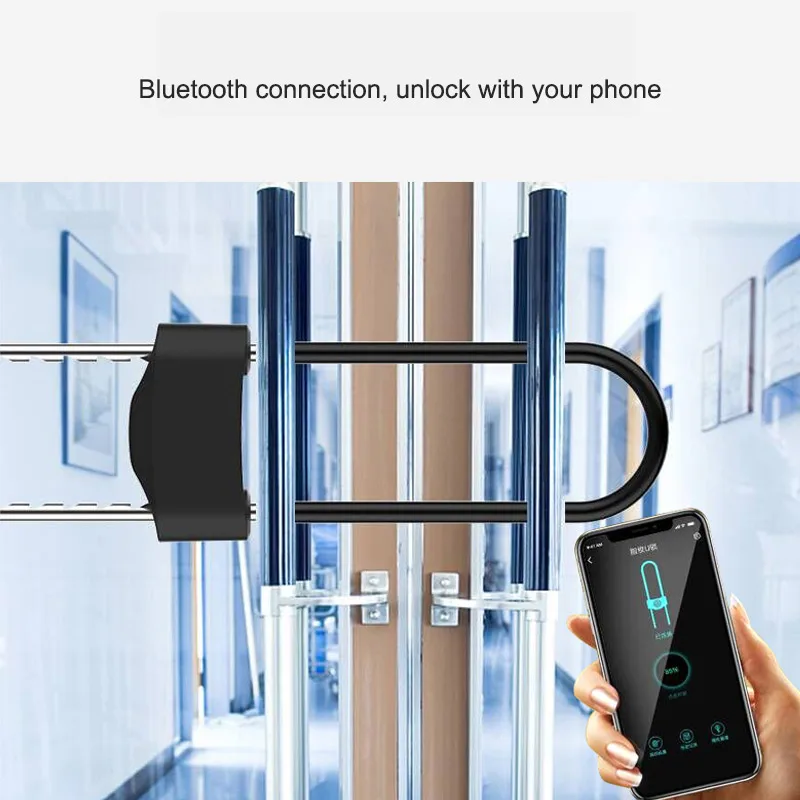 Fingerprint U Shape Lock Smart Bluetooth App Control Glass Door