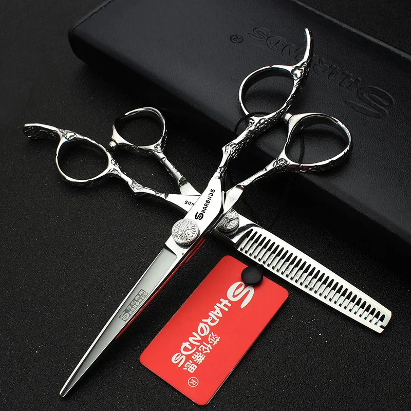 

Sharonds 6.0-inch professional hairdressing scissors, straight & thinning scissors, salon hair scissors made of 440c