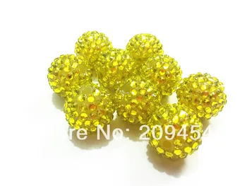 

20mm 100pcs/lot Resin Rhinestone Ball Beads,Chunky Beads For Kids Jewelry Making