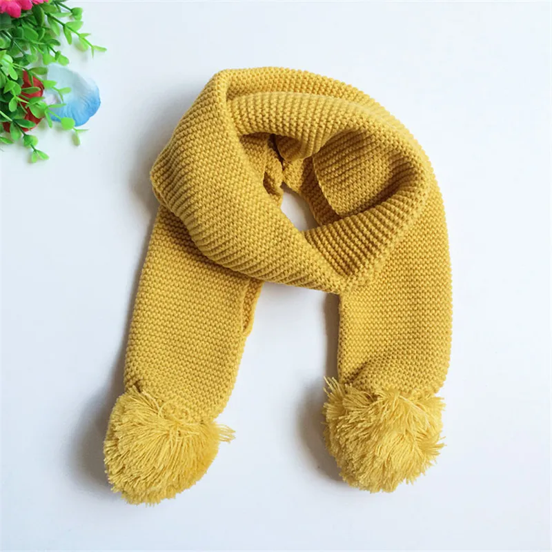 Новые теплые детские длинные шарфы с воротником для маленьких мальчиков и девочек, осенне-зимний вязаный шерстяной шарф для малышей