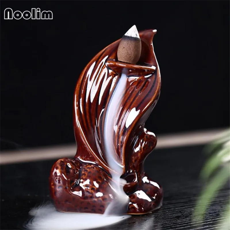 Small Ceramic Backflow Incense Burner Handmade Zen Buddha Incense Holder Aroma Censer Home Office Teahouse Decor