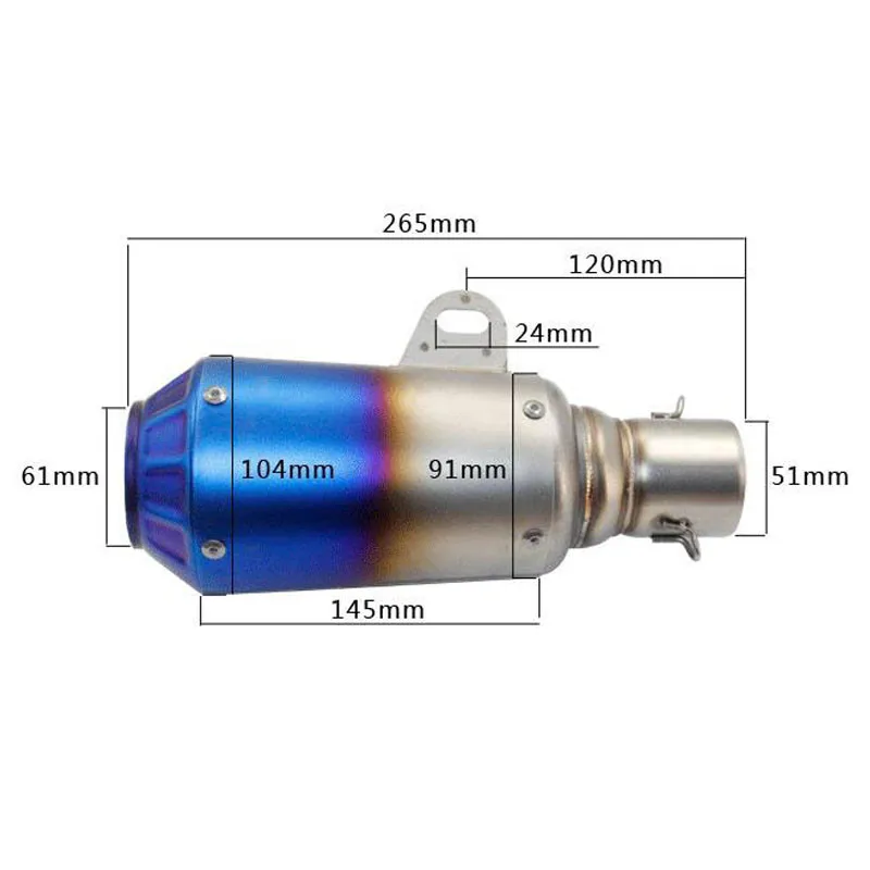 Глушитель для скутера мотоцикла 51 мм Универсальный Мотоцикл ATV глазурь выхлопная труба скутера из нержавеющей стали для AKraprov