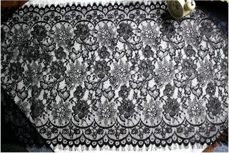 

3M/Lot Eyelash Lace Trim Width 50cm White Black DIY France Exquisite Embroidery Lace Fabric Wedding Accessories