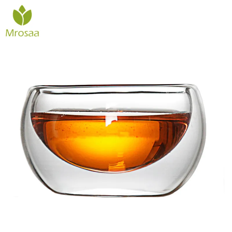 

50ML Elegant Clear Glass Drinking Cup Heat Resistant Double Wall Layer Glass Tea Cup