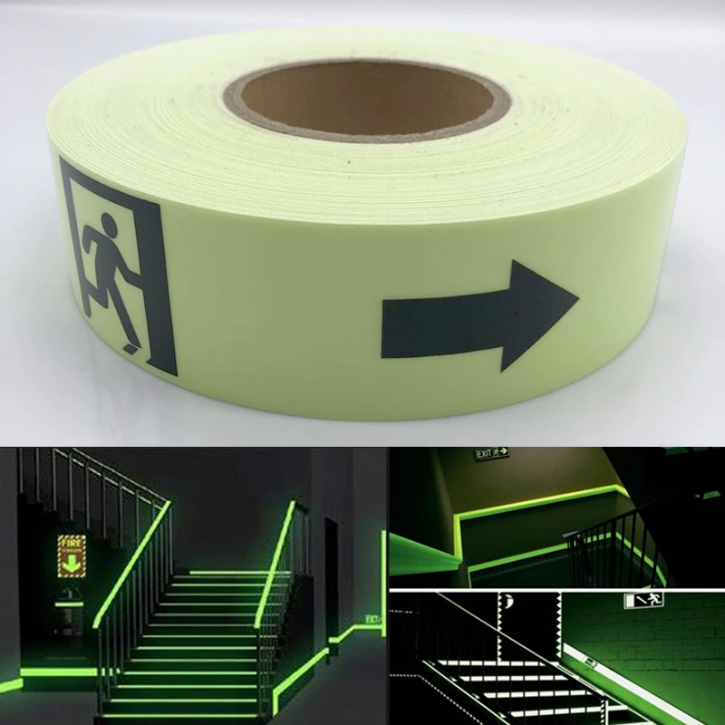 

5cmx5m Waterproof Photoluminescent PET Sign Exit Sign Glow Tape