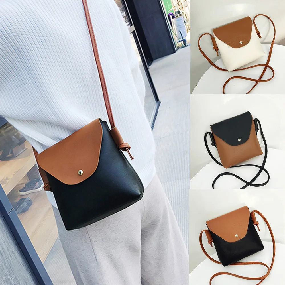 2019 XiniuWomen Leather Shoulder Bag Hit color Messenger Satchel Tote