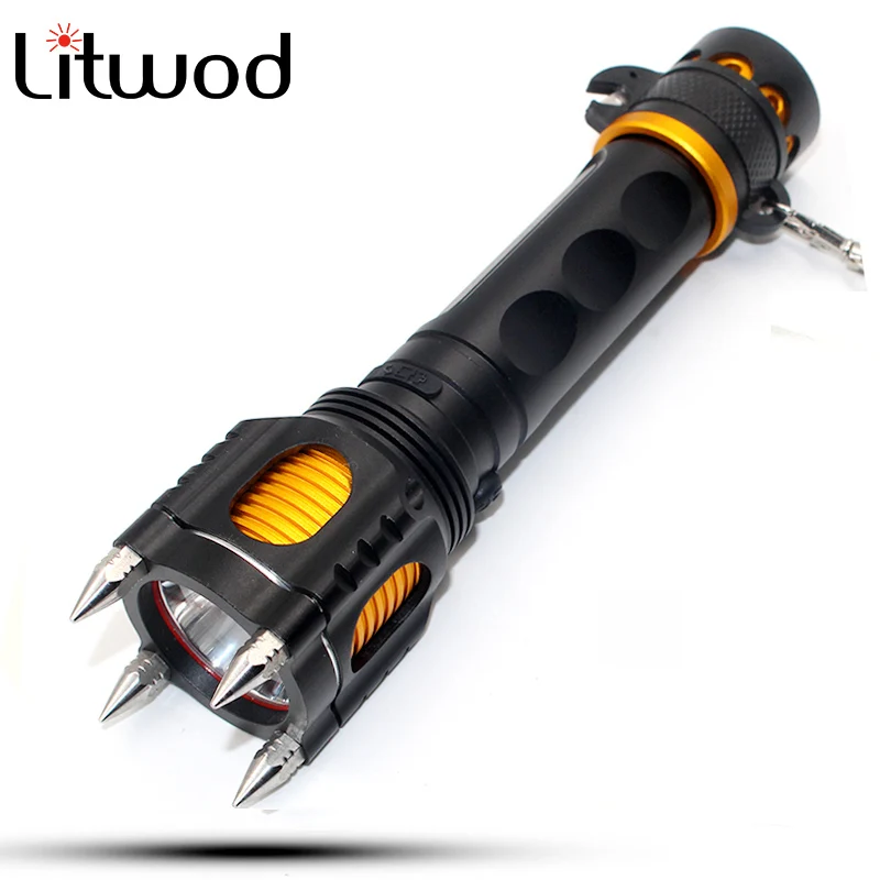 

Litwod z3007 LED Flashlight Torch 3800LM XM-L T6 Four Attack Head Audible Alarm Lampe Torche Waterproof Flash Light Self Defense