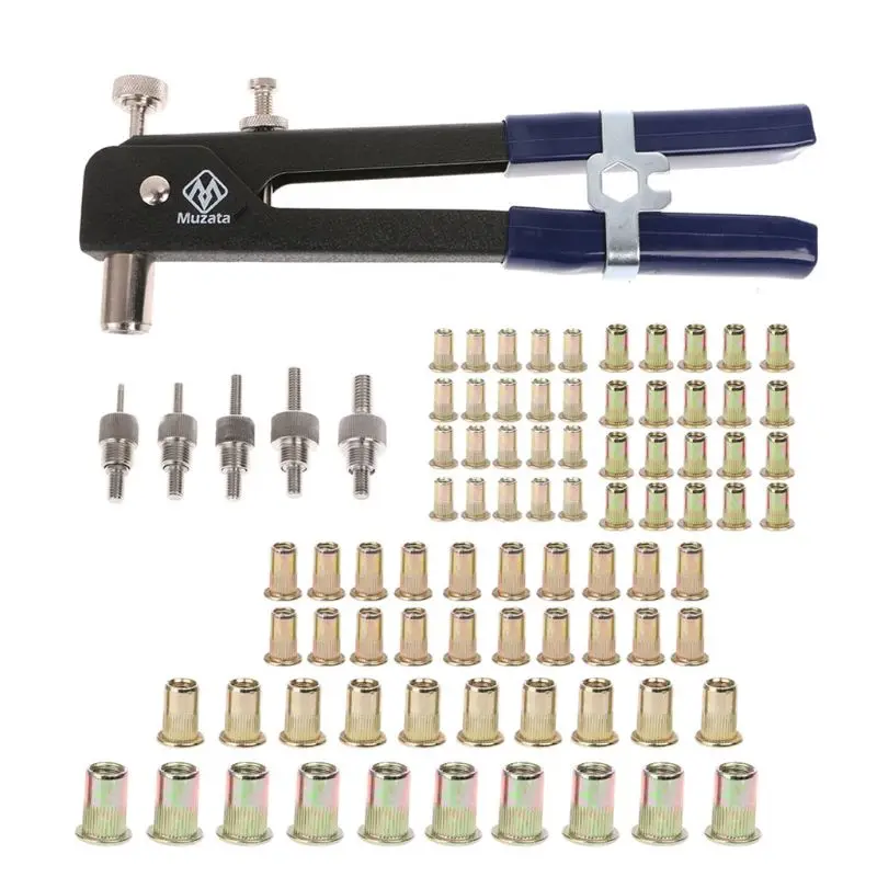 

86pcs/set Rivet Gun Heavy Duty Nut Threaded Insert Hand Riveting Kit M3-M8 Manual Tool Kit