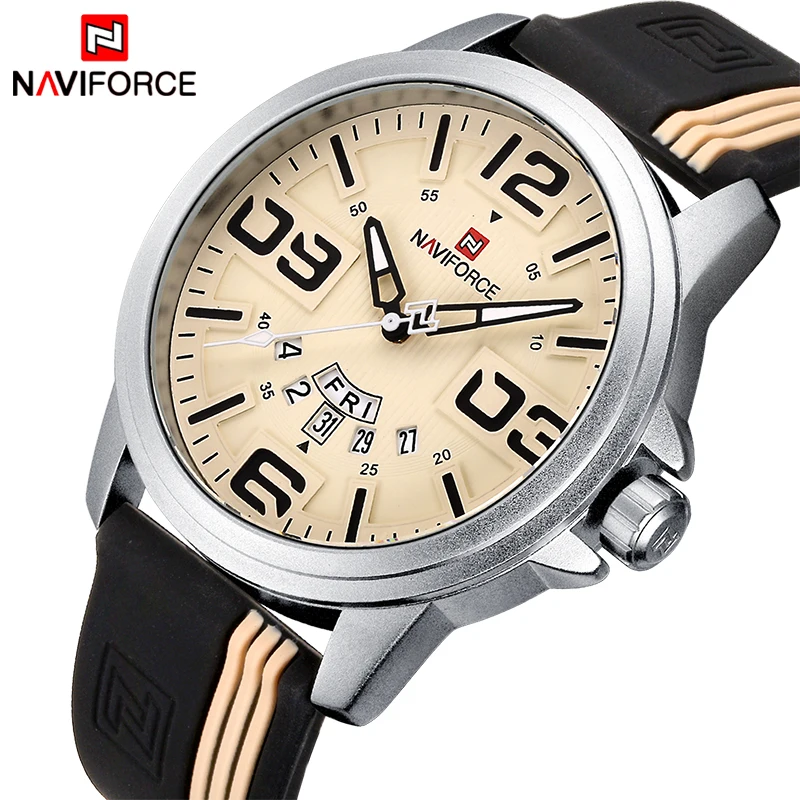 

NAVIFORCE Top Luxury Brand Men watch Military Sport Silicone Strap Clock Men Waterproof Quartz wristwatches Relogio Masculino