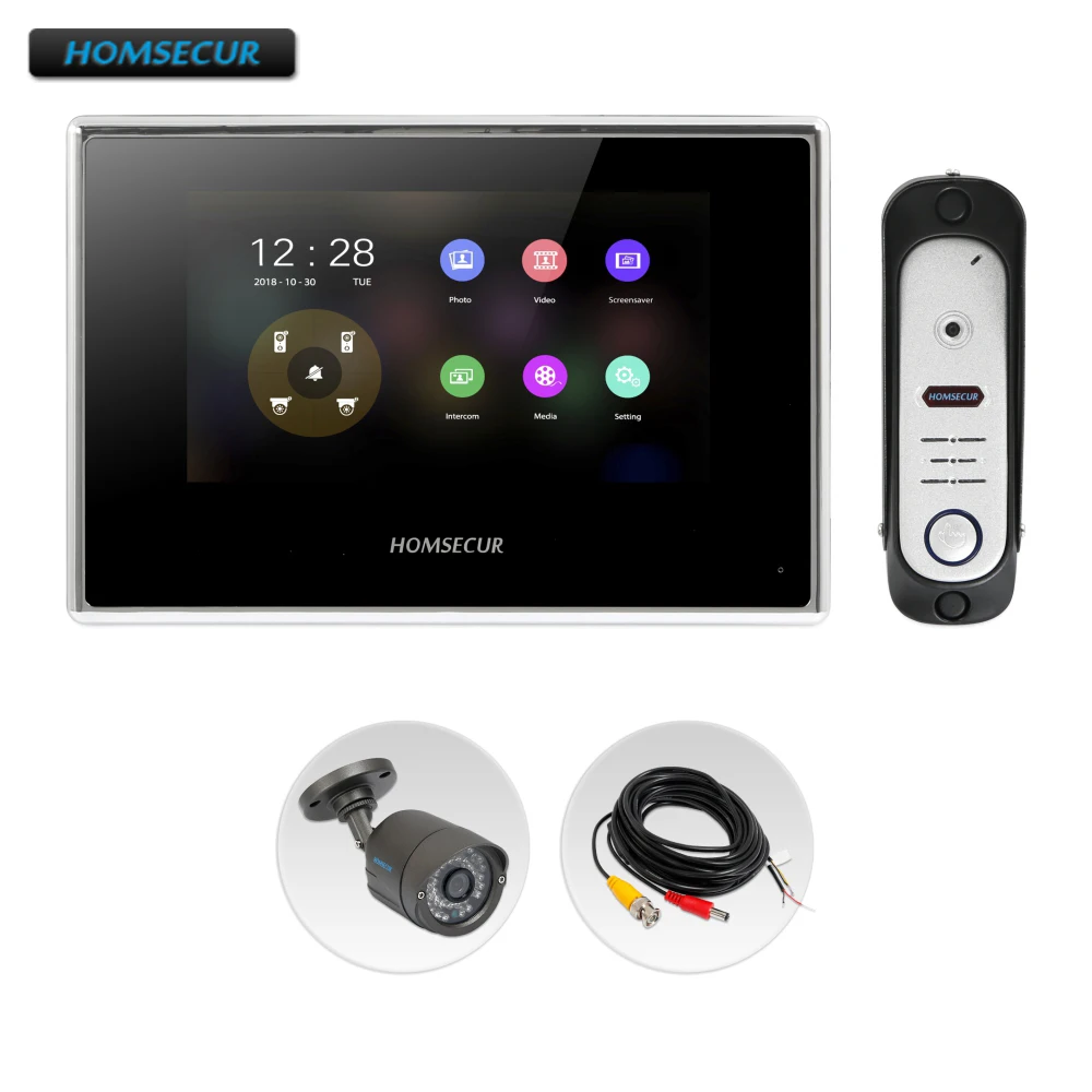 

HOMSECUR 4 Wire Video&Audio Smart Doorbell with Waterproof CCTV Camera for House/Flat BC051HD-S+BM718HD-B