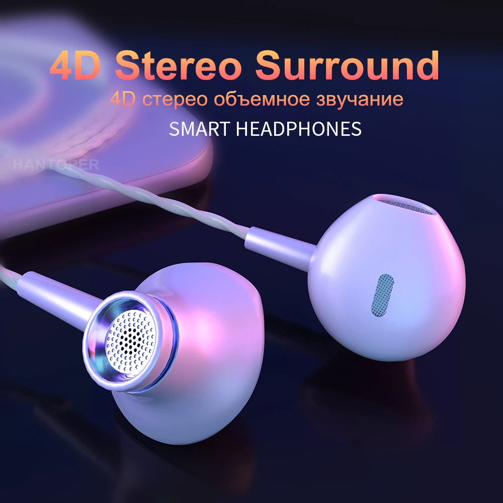 

4D Bass Sound Earphone In-Ear Earphones with mic for iphone Xiaomi Samsung Stereo Handsfree Earbuds fone de ouvido auriculares