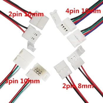 

5-10pcs 2pin 3pin 4pin 8mm 10mm LED PCB Adapter Connector for 3528 5050 Single Color RGB LED strip light