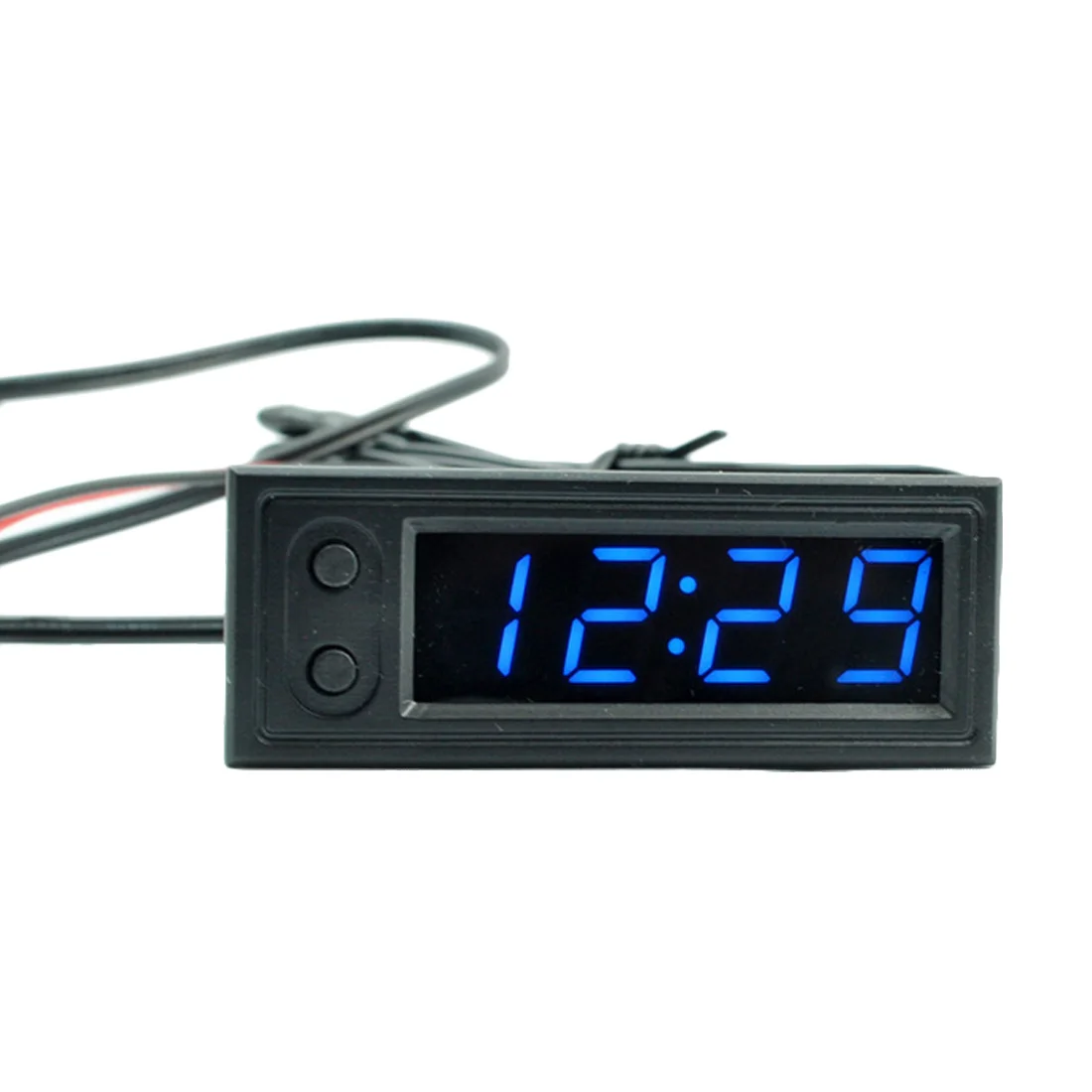 Световой термометр Вольтметр температура автомобиля батарея Напряжение монитор Панель метр DC 12 В часы электронные светодиодные часы модуль - Цвет: Blue