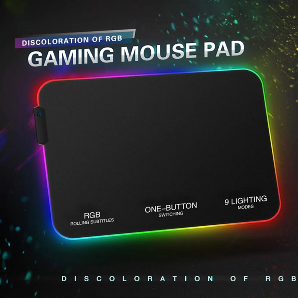 RGB 7 Красочный светящийся коврик для мыши, игровой светодиодный коврик для мыши с подсветкой для ПК, ноутбука, настольного компьютера, ноутбука, аксессуары