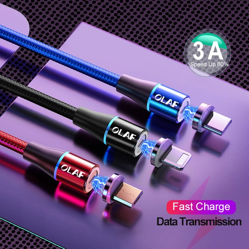 Магнитный кабель OLAF 3A Micro USB для быстрой зарядки и передачи данных iPhone XS 8 7