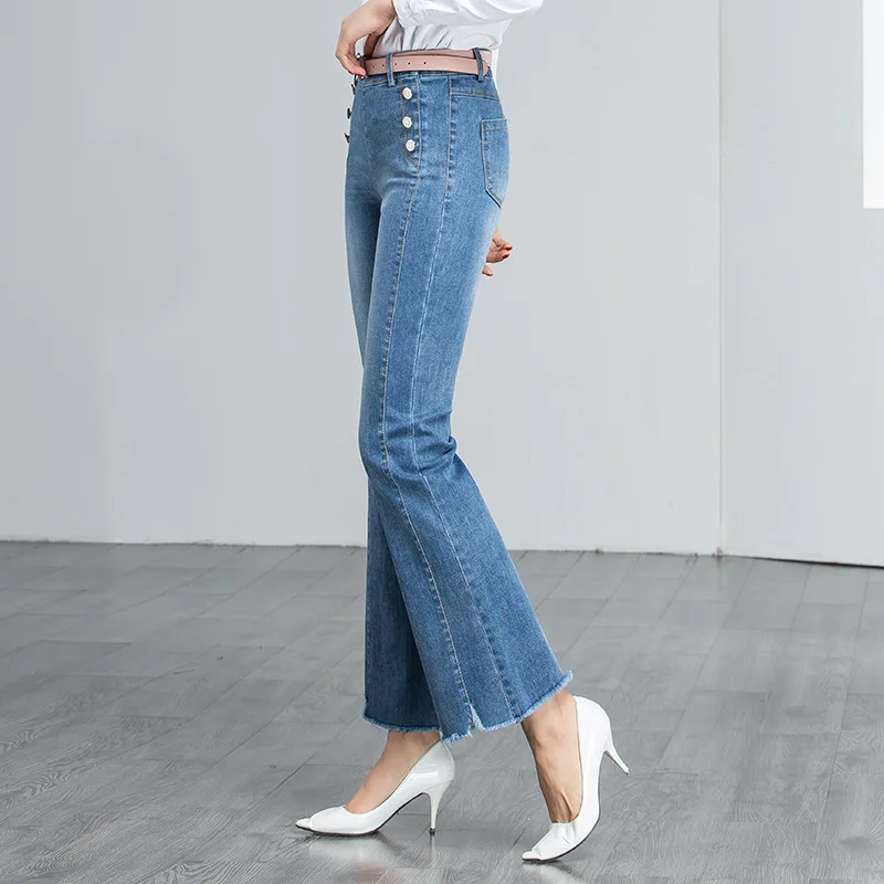 Primavera Coreano Lavado Novio Cut Boot Para Verano Alta Rectos Azul Vaqueros Plus Cintura Tamaño 2019 Mujer De Pantalones Algodón XTwPppqUOx