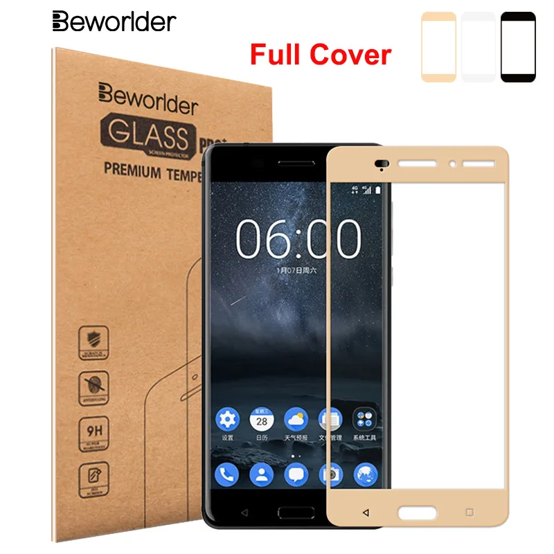 Beworlder Tempered Glass For Nokia 6 Screen Protector Retail Box Protective Film Nokia6 Full Cover | Мобильные телефоны и