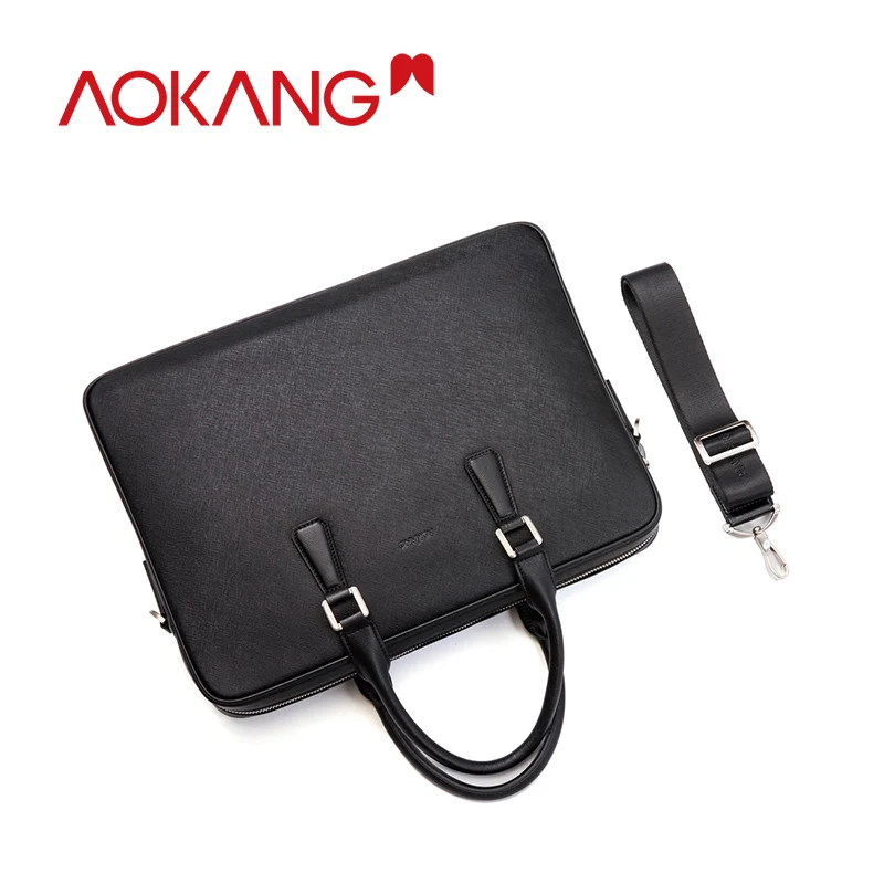 AOKANG 2019 جلد طبيعي حقيبة سستة الرجال حقيبة أعمال عالية الجودة الذكور الأعمال سعة كبيرة ثيقة حقيبة مكتب