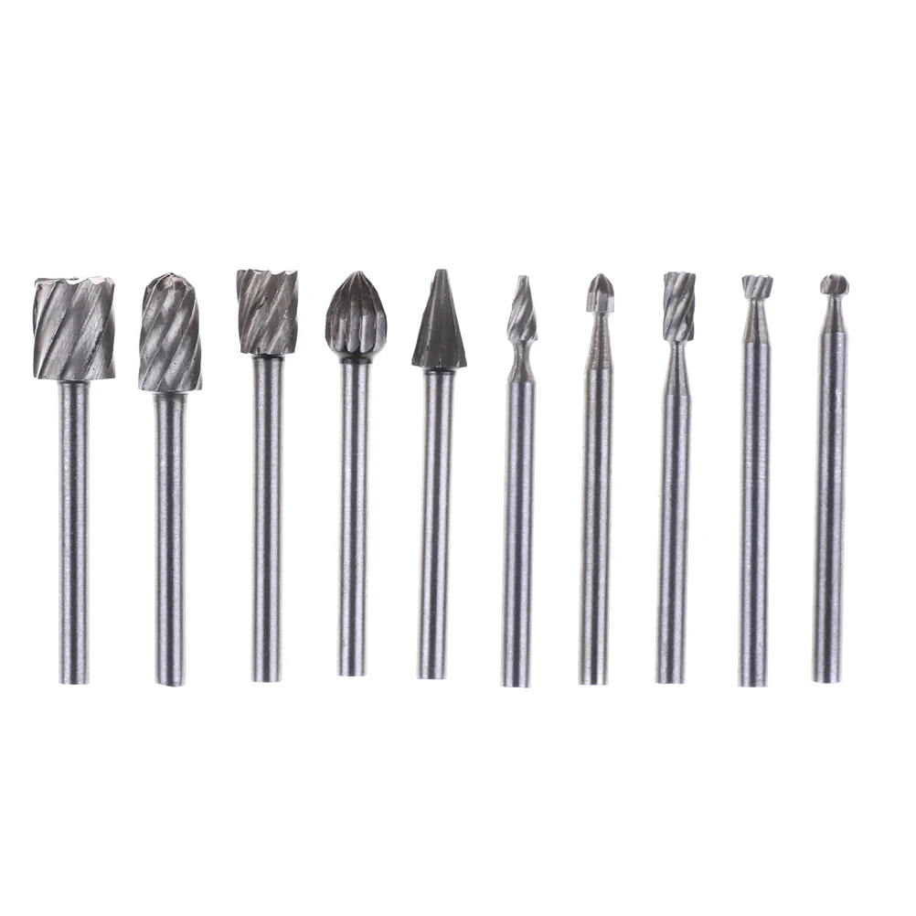 10pcs New 3mm Burrs Wood Rotary Burr Mill Cutter Drill Bit Grinder