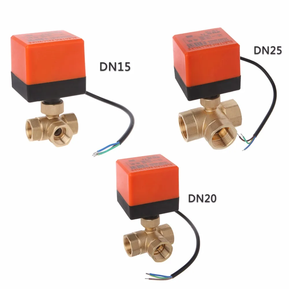 

3 Way Motorized Ball Valve Electric Three Line Two Way Control AC 220 DN15/DN20/DN25