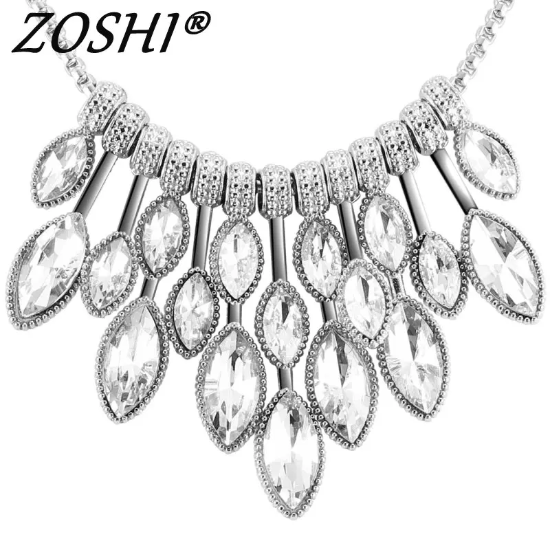 

Fashion Chokers Necklaces For Women Silver Plated Chain Choker Collares Statement Necklace Luxury Crystal Pendant Collier Femme
