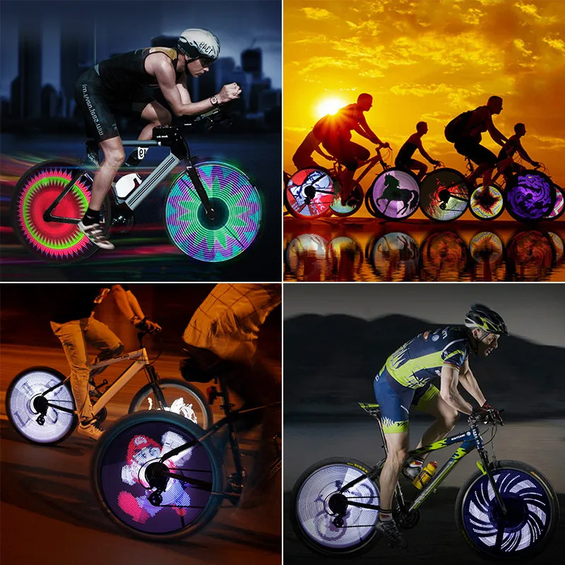 Best DIY bicycle light 64 LED Bicycle Wheel Spoke Light Waterproof Light Road Bike Smart Lamp Double-sided Display Pattern led bike 1