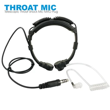 

Telescopic Heavy Duty Tactical Throat Vibration Mic Headphone Headset Microphone NATO Plug for Walkie Talkie Radio