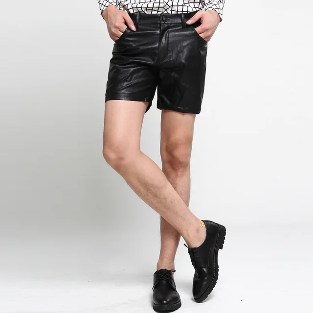2017 summer Korean version of the Slim Men's leather shorts