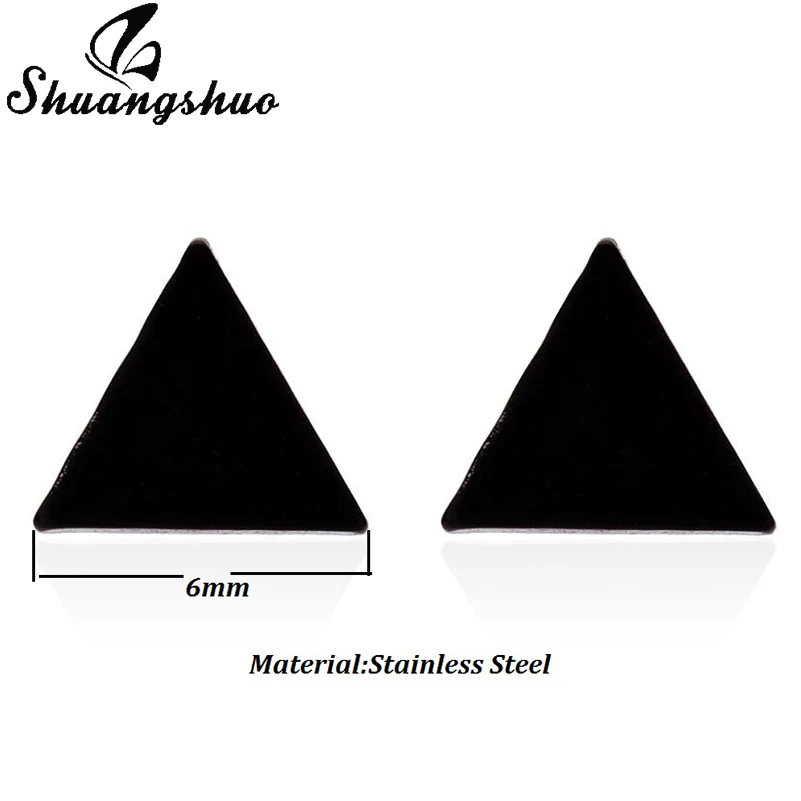 Shuangshuo Модные Простые треугольные серьги из нержавеющей стали для женщин подарок маленькие черные универсальные серьги-гвоздики рождественские подарки