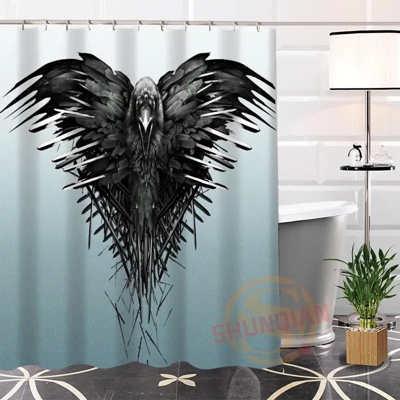 Popular Custom funny Game of Thrones Eco friendly Polyester Fabric Printing Shower Curtain bathroom Waterproof With Hook