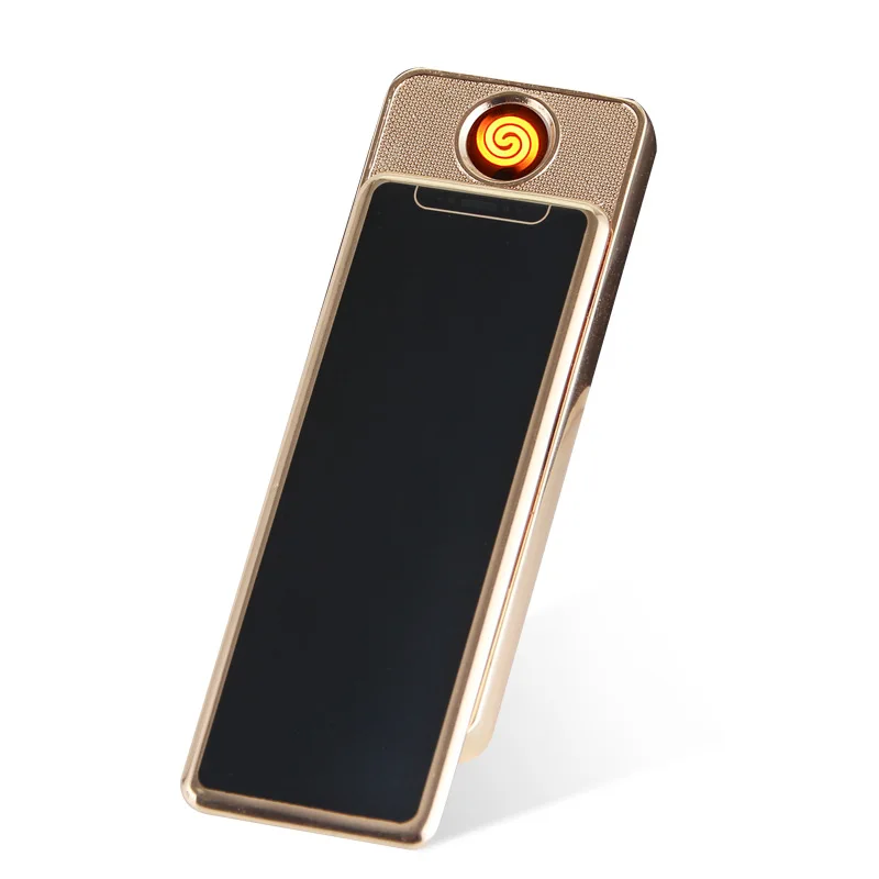 

New Rechargeable Electric Lighters Metal Lgnition Windproof Narrow Version USB Cigarette Lighter Gadgets for Men encendedor