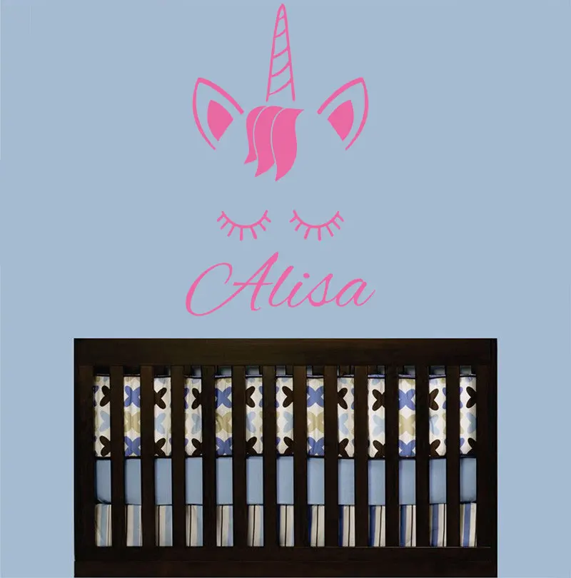 

Personalized Name Unicorn Wall Decal - Custom Name Unicorn Wall Sticker - Vinyl Decal Monogram Girls Boys Room Wall Decor 3N25