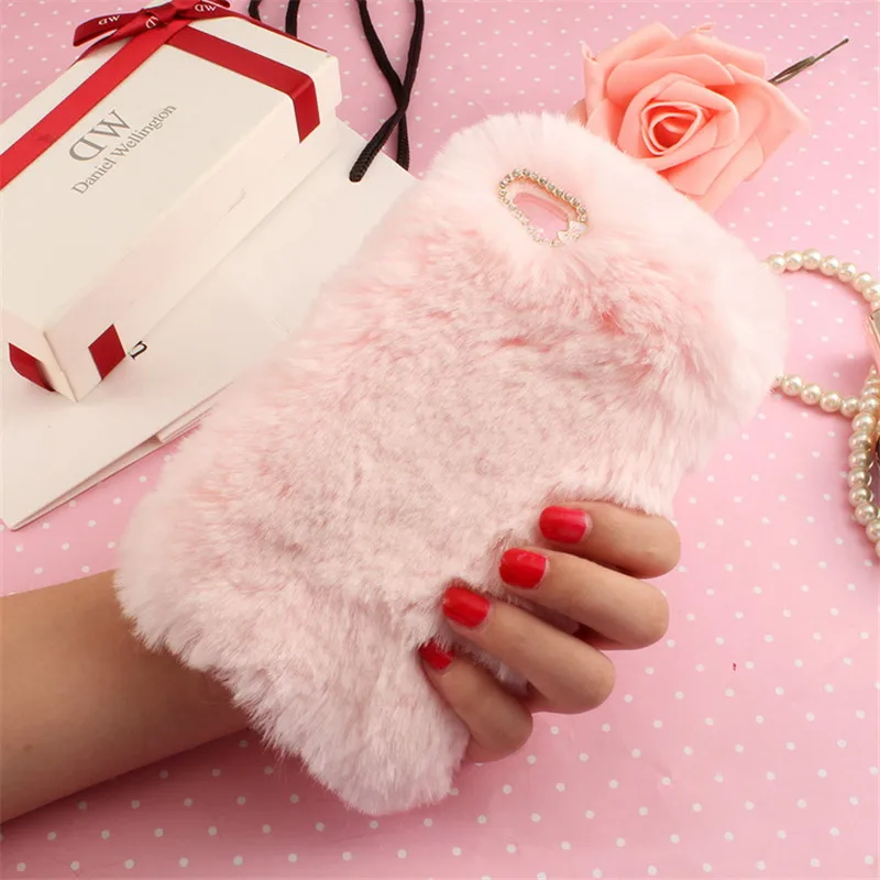 For Huawei P8 Lite 2017 Case 5.2inch Warm TPU Cover Rabbit Long Hair Furry Pussy Diamond Phone Case For Huawei Honor 8 Lite Nova (3)