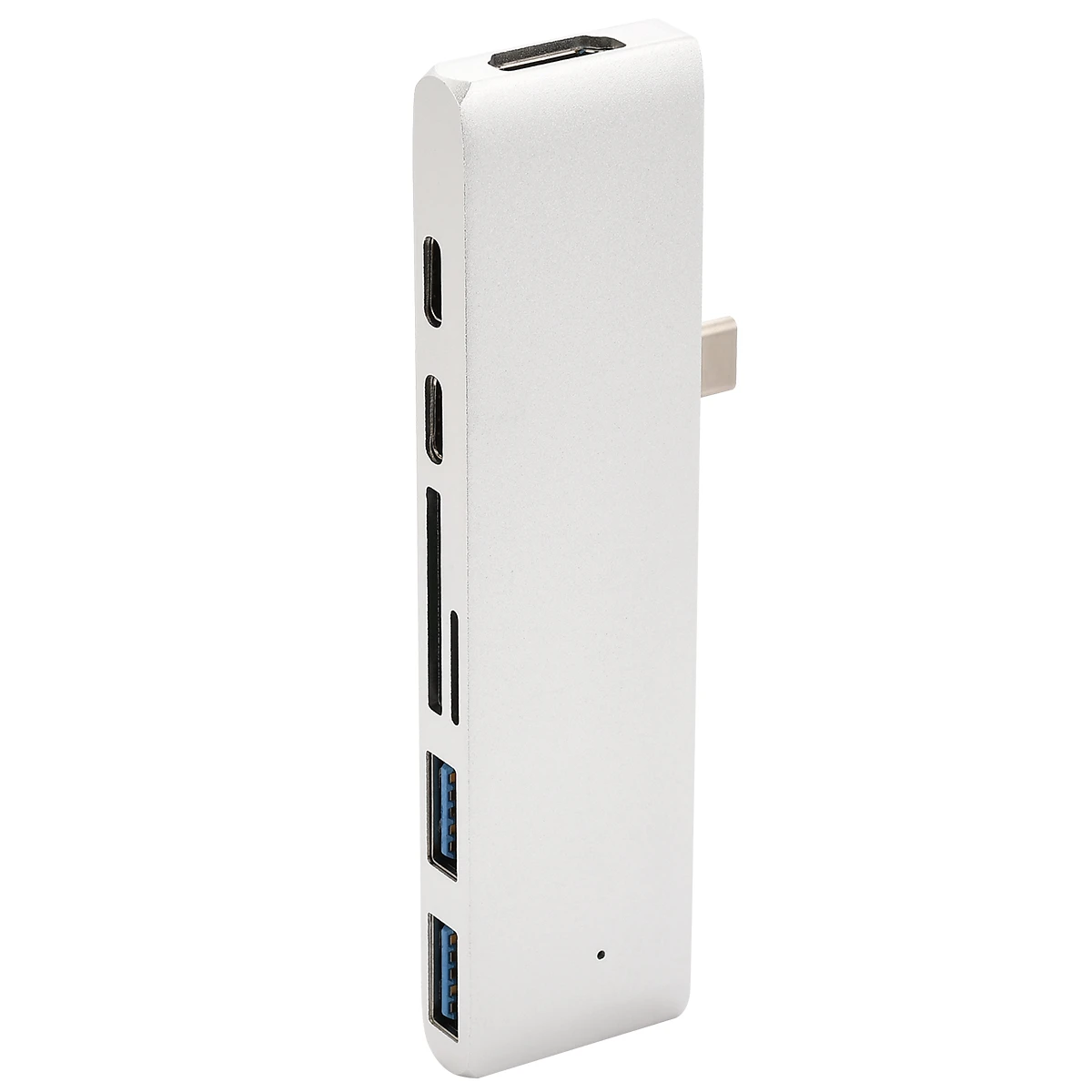 

Silver 7-in-1 USB-C Hub Dual Type-C Multiport Card Reader Adapter HDMI SD/TF Card Reader PD Charging For MacBook Pro USB 3.0 HUB