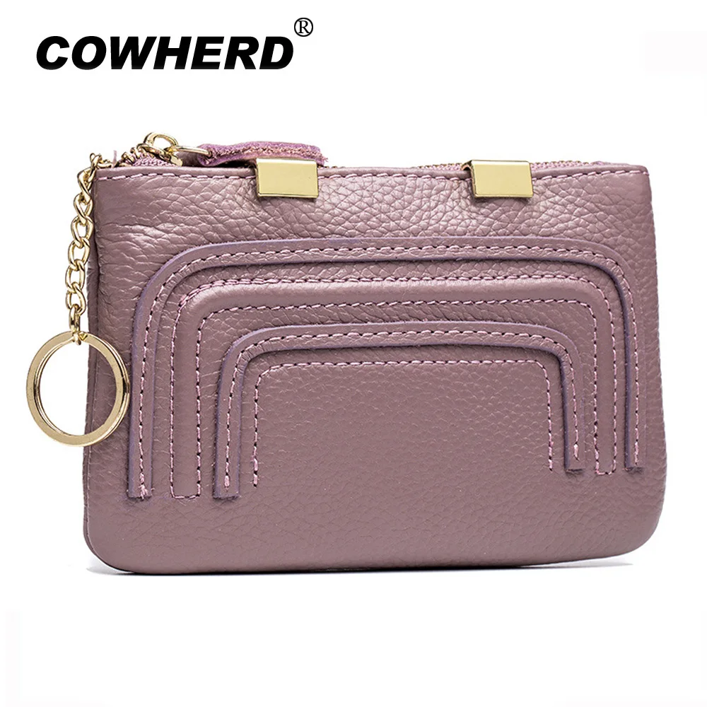 

New Arrival Coin Purses Top Layer Genuine Leather Women Mini Wallets Girls Money Holder Coin Credit Card Holder With key Ring