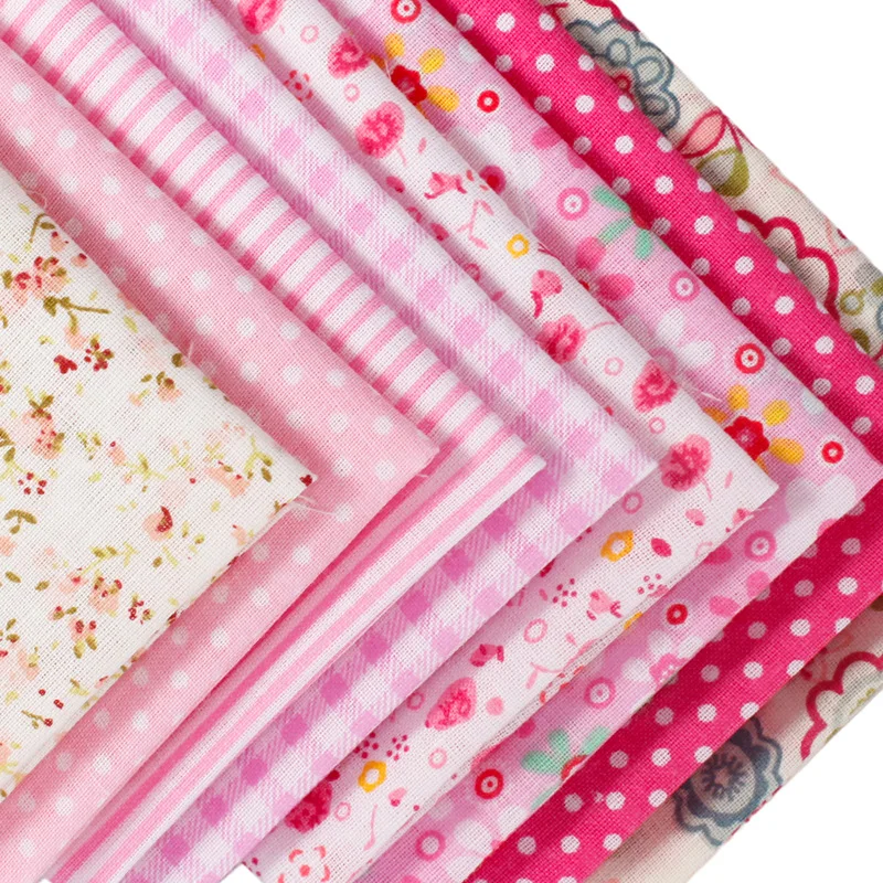 

8pcs Pink Floral Fabrics for Patchwork Quilting Sewing Clothing Comfortable Diy Cotton Cloth Fabric for Needlework 25x25cm