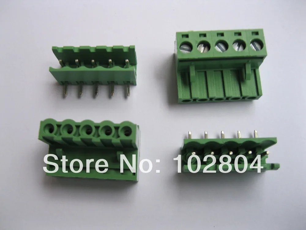

5 Pcs Pitch 5.08mm Angle 5way/pin Screw Terminal Block Connector Green Color L Pluggable Type