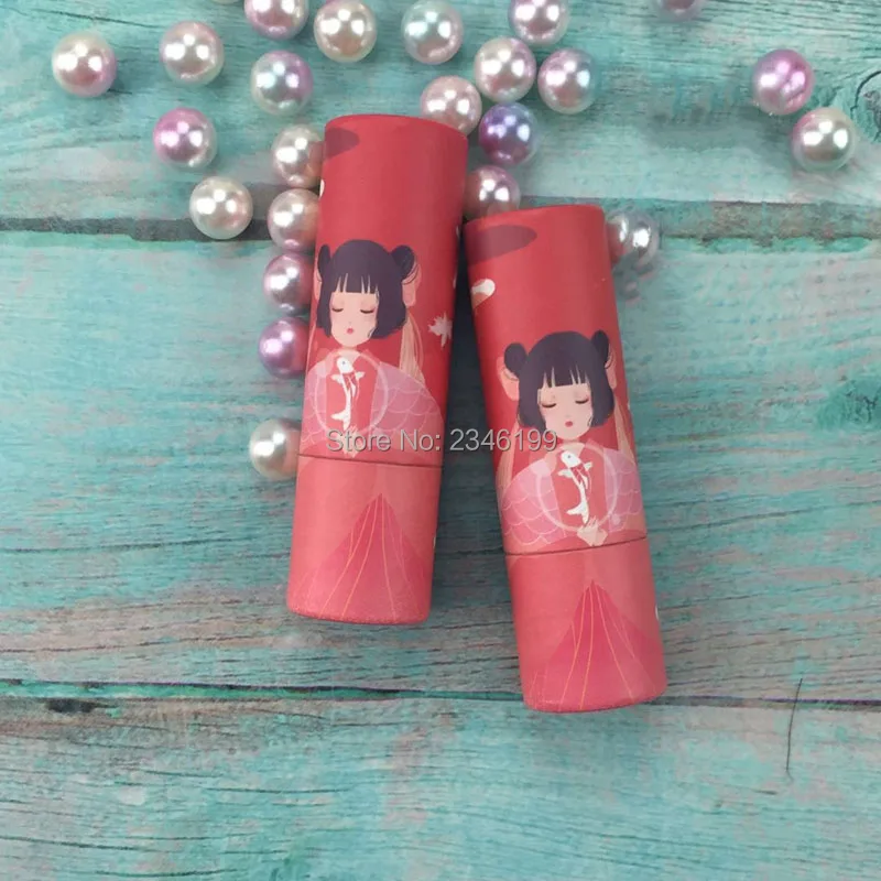 Papery Lipstick Tube 12.1mm Red Girl Lip Balm Tube With Box Empty Lipstick Cosmetic Container Empty Papery Lip Balm Tube (2)