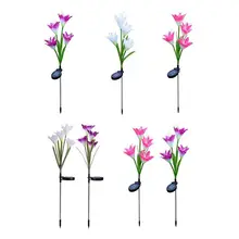 4 головки Солнечный светодиодный искусственная лилия свет сад пейзаж декоративная лампа