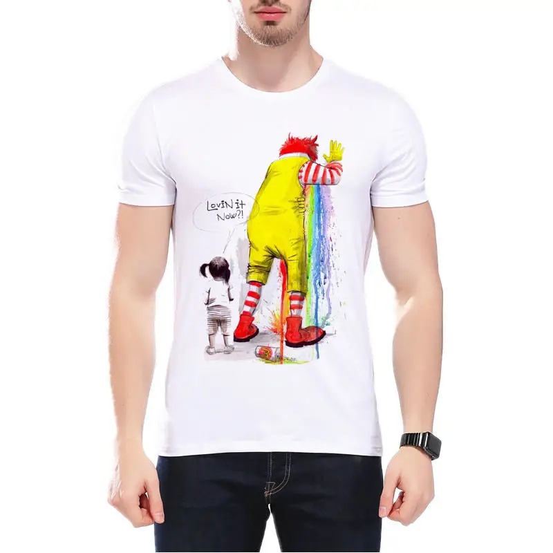 

New Arrival Summer Fashion LOVIN IT NOW Letter Rainbow Clown Design T shirt Harajuku Brand Men Clothing Casual Tees L7-104