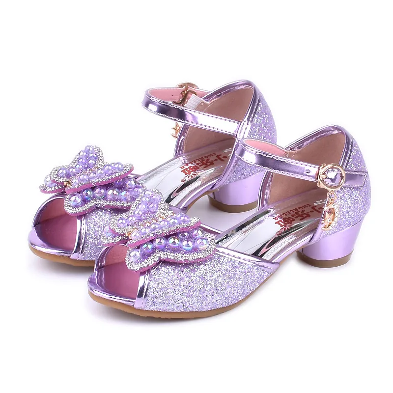 

Heels For Kids 2018 new summer girls high heels children's sandals students fashion shoes wholesale princess bow Pink sandals
