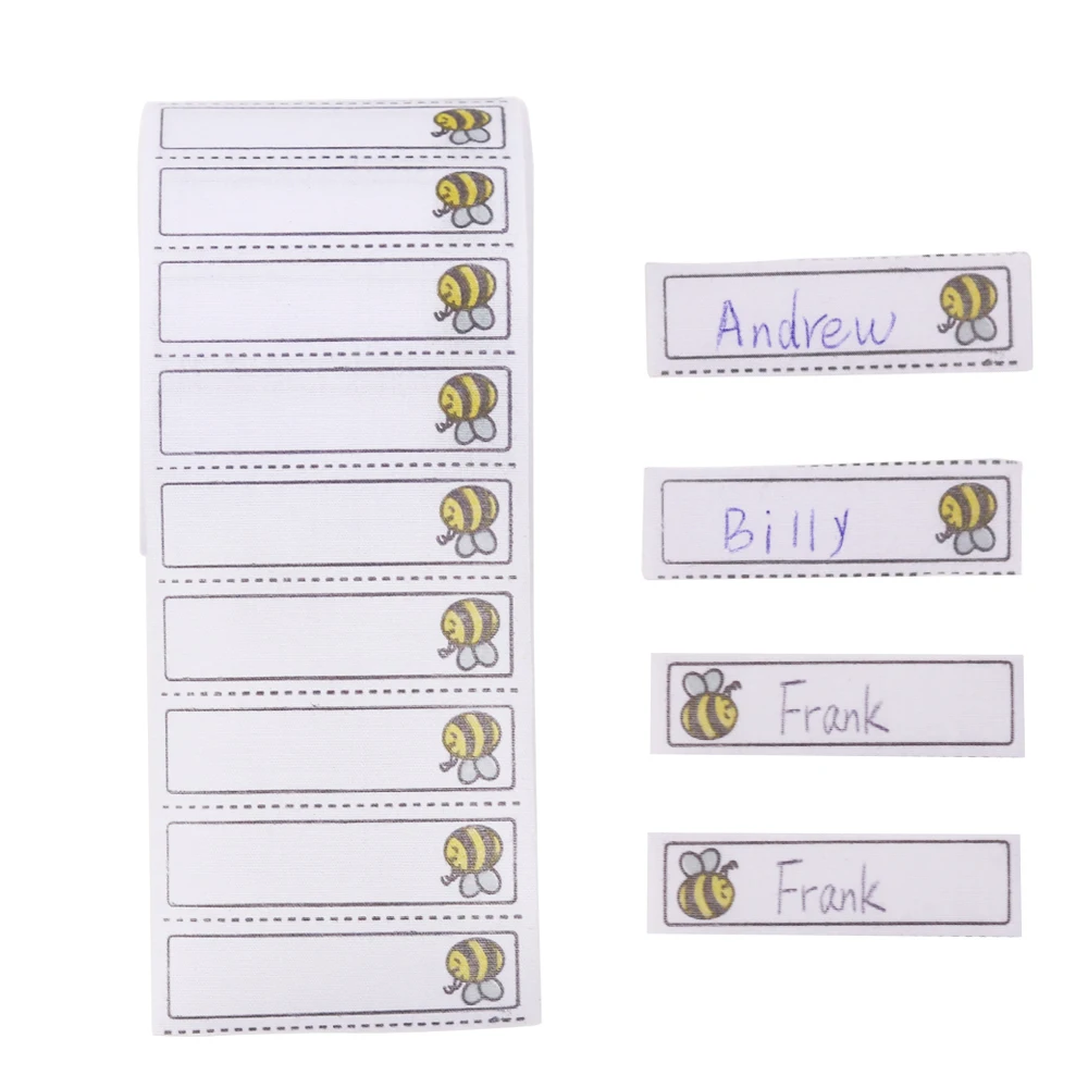

100pcs Washable Iron on Name Labels Honeybee Pattern Garment Fabric Tags Marker Set for School Child Clothes Sewing Accessories