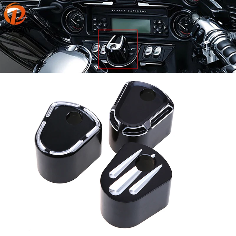 POSSBAY Aluminum Motorcycle Cut Ignition Switch Cover for Harley