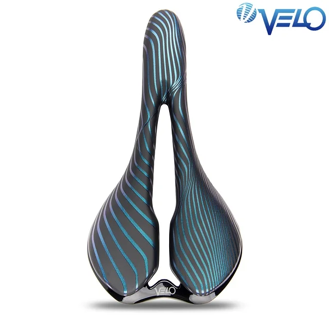 Велосипедное седло Velo для гонок, Велосипедное Сиденье из микрофибры, для шоссейного велосипеда, ультралегкое, MTB, силиконовое, гелевое, переднее сиденье, подушка - Цвет: Stripe Blue