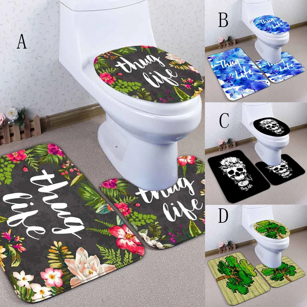 

ISHOWTIENDA 3pcs Bath Non-Slip Rug Set Bath Mat Bathroom Kitchen Carpet Doormats toilet accessories